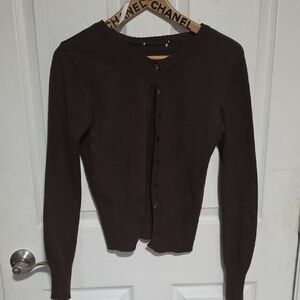Brown Button-Up Women's Sweater